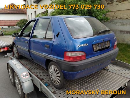 Fotografie likvidace vozidel Moravský Beroun