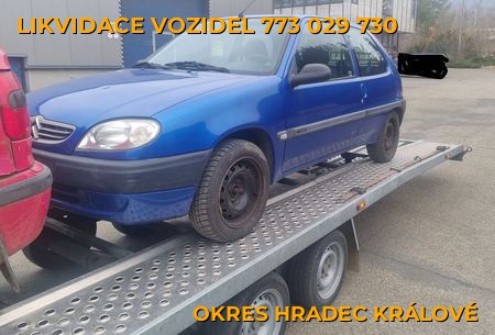 Fotografie likvidace vozidel Okres Hradec Králové