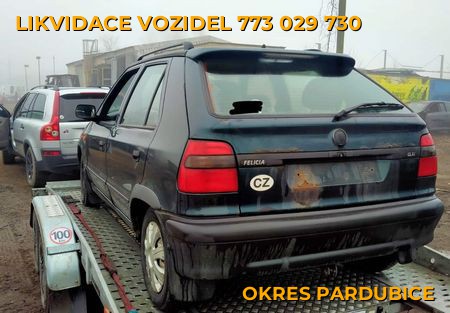 Fotografie likvidace vozidel Okres Pardubice